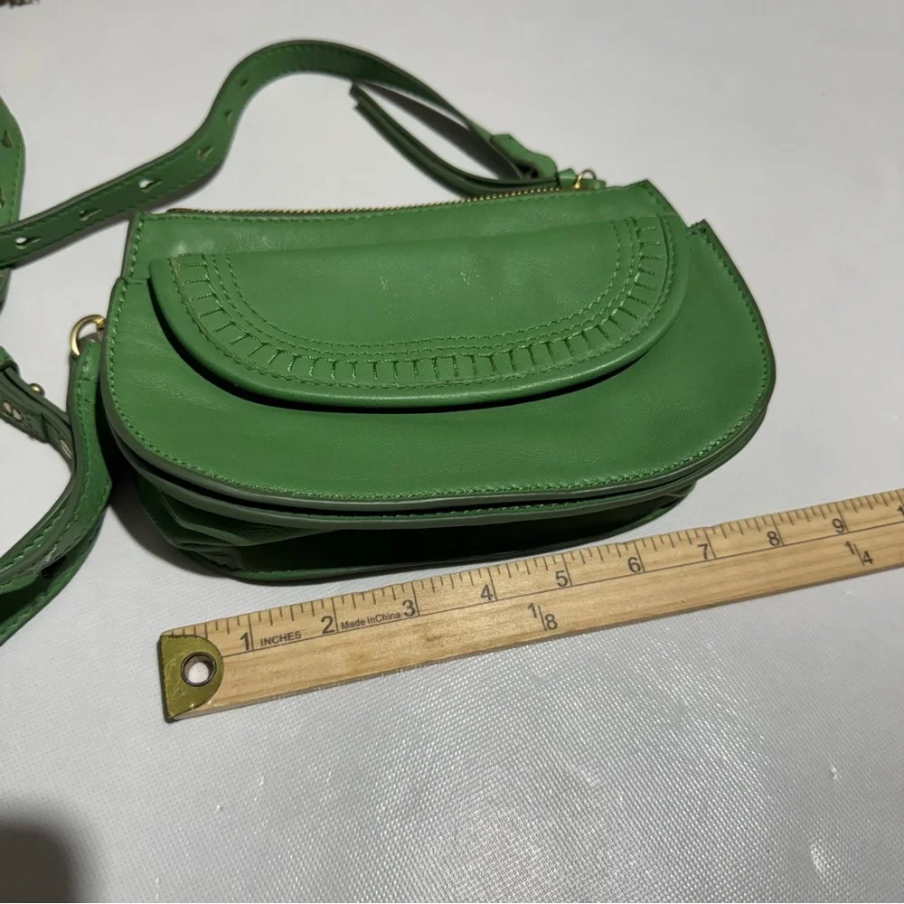 Lucky Brand Kian Lime‎ Green Chartreuse Leather Crossbody Bag Purse Western Boho